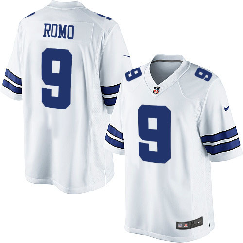 Men's Limited Tony Romo Nike Jersey White Road - #9 NFL Dallas Cowboys